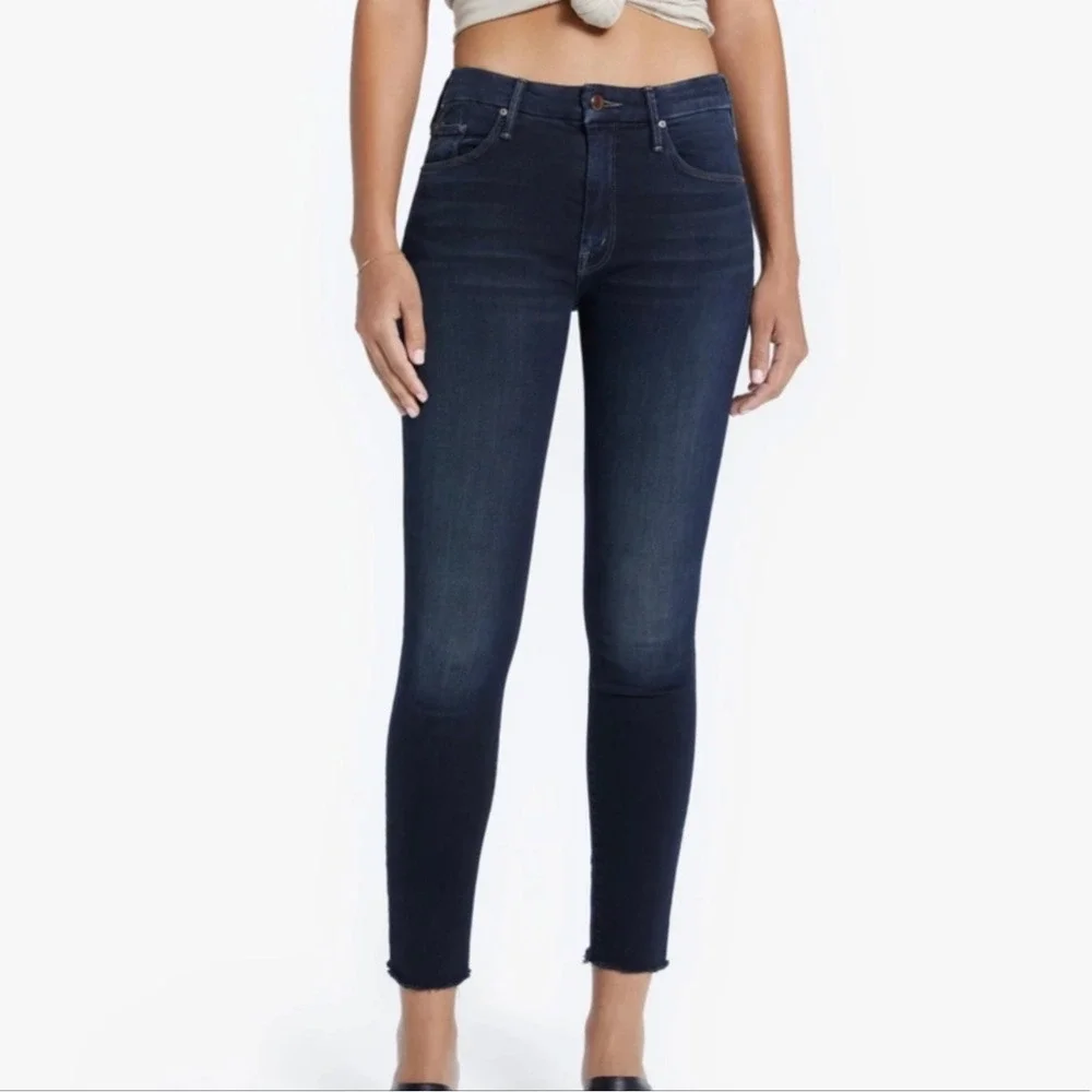 MOTHER The Looker Ankle Fray Denim Jeans Coffee Tea or‎ Me Wash Size 25